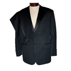 Bespoke Giorgio Vallino Super 130's Wool Tuxedo Suit Black Custom Tailored MINT‎